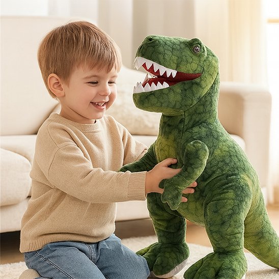 Peluche dinosaure servant de compagnon de jeu pour enfant