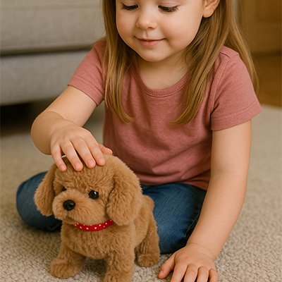 Peluche interactive douce conçue pour stimuler l’éveil de l’enfant