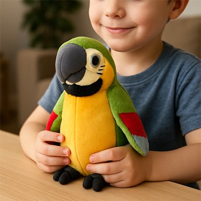 Peluche interactive intégrée à l’univers ludique de la chambre enfant