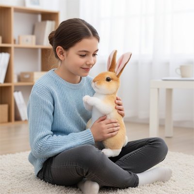Peluche lapin moelleuse adaptée aux enfants