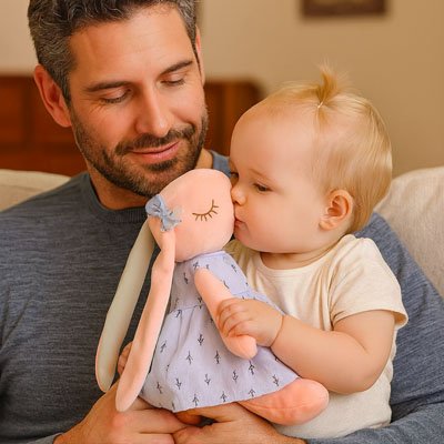 Peluche lapin rassurante et aimante