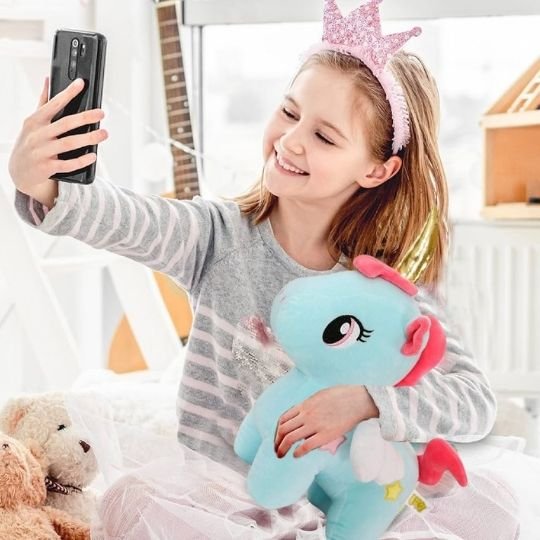 Peluche licorne décorative pour chambre d’enfant, doudou marin doux et ludique