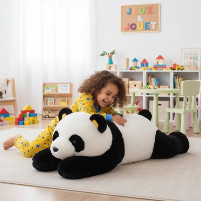 Peluche Panda décorative pour chambre d’enfant, doudou marin doux et ludique