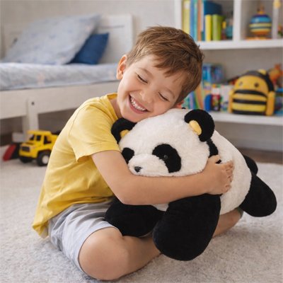 Peluche Panda douce et colorée pour enfant, jouet en tissu moelleux adapté aux bébés et jeunes