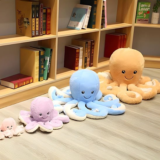 Peluche pieuvre décorative pour chambre d’enfant, doudou marin doux et ludique