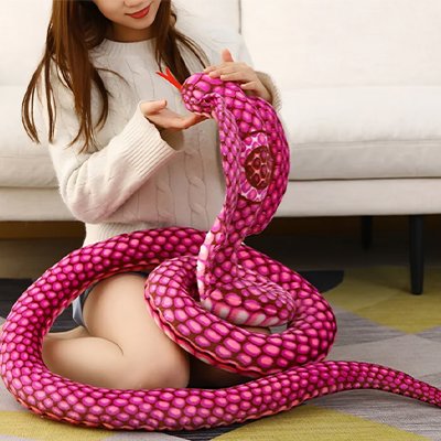 Peluche serpent rose