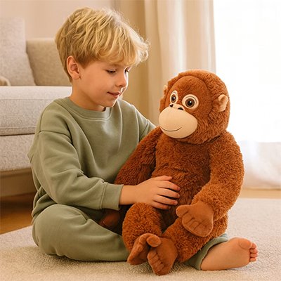 Peluche singe moelleuse adaptée aux enfants