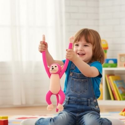 Peluche singe servant de compagnon de jeu pour enfant