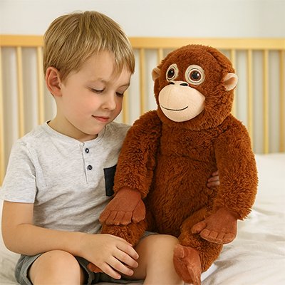 Peluche singe servant de compagnon de jeu pour enfant