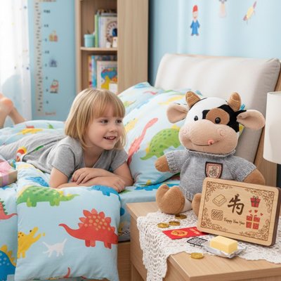 Peluche vache en tissu