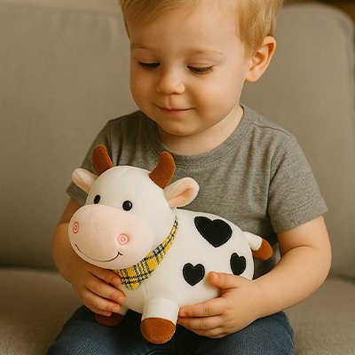 Peluche vache moelleuse adaptée aux enfants