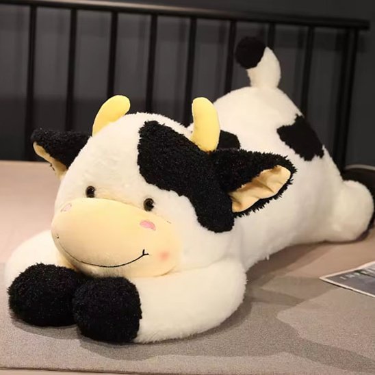 Peluche vache noir et blanc cadeau mignon et original pour bébé, naissance ou anniversaire
