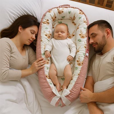 Reducteur de lit bébé en tissu utilisé comme accessoire