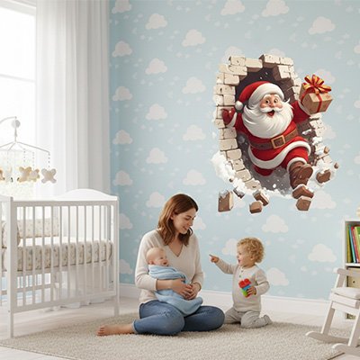 Stickers muraux enfant posés sur un mur de chambre bébé