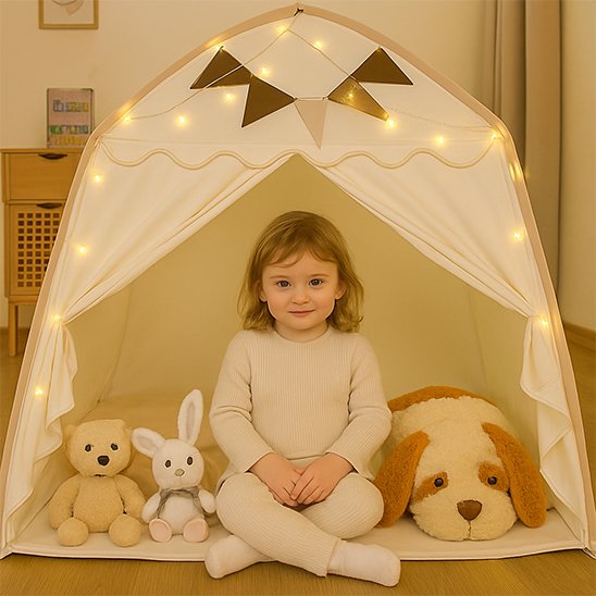 Tente pour enfant intégrée à une aire de jeu intérieure