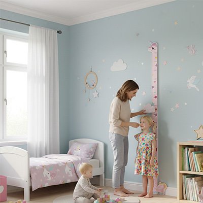 Toise enfant avec illustrations adaptée à la chambre enfant