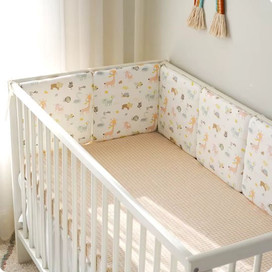 Tour de lit bébé installé autour du lit pour la décoration