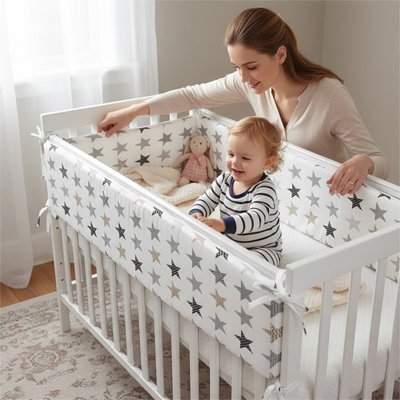 Tour de lit bébé posé autour du couchage enfant