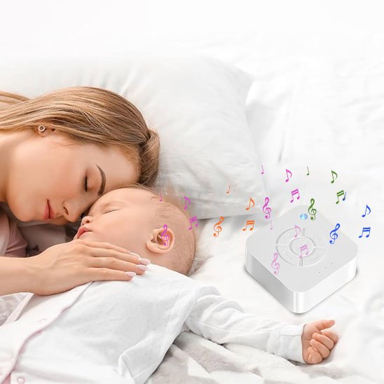 Veilleuse bruit blanc pour bébé diffusant une lumière douce et des sons apaisants