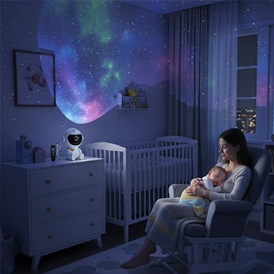 Veilleuse projection installée dans une chambre enfant